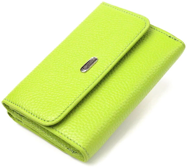 Кошелек женский CANPELLINI из натуральной кожи флотар с монетницей Салатовый 55717 - Фото 1 Кошелек женский CANPELLINI из натуральной кожи флотар с монетницей Салатовый 55717 - изображение 1