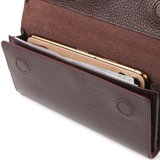 Жіноче портмоне CANPELLINI з натуральної шкіри коричневе потрійного складання з монетницею 56451 - Фото 5 Жіноче портмоне CANPELLINI з натуральної шкіри коричневе потрійного складання з монетницею 56451 - зображення 5