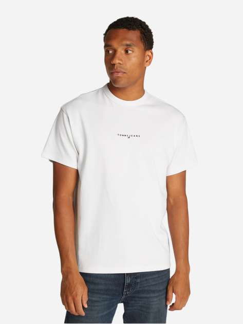 Футболка бавовняна чоловіча Tommy Jeans DM0DM21110-YBR S Біла (8720638487647) - зображення 1
