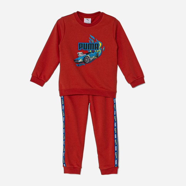 Dres chłopięcy (bluza bez kaptura + spodnie) Puma x Hot Wheels Minicats Crew Set Inf 63007315 86 cm Czerwony (4067983573583) - obraz 1