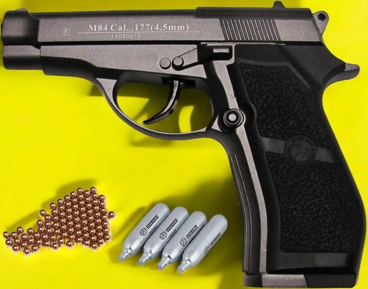 Пневматичний пістолет WinGun 301 Beretta M84 + 4 шт СО2 + 250 кульок BB - зображення 1