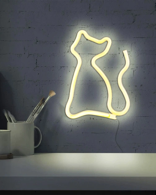 Бра, настінний світильник Goldlux 327093 Neon Cat Led 1x3W USB 5V DC 1A IP20 Wh (091595) - зображення 3