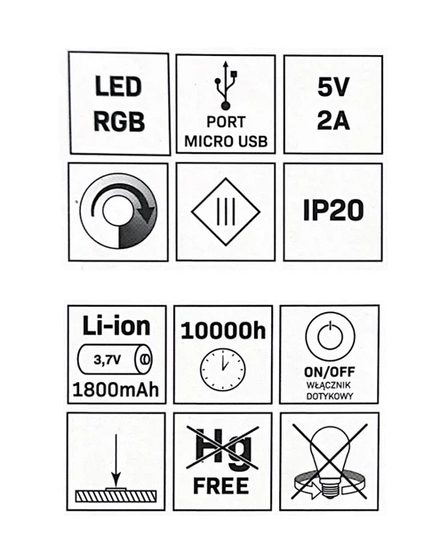 Настільна лампа з аккумулятором Goldlux 325433 Candy Led RGB IP20 USB (072971) - зображення 6