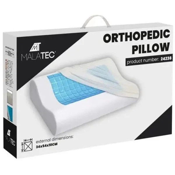 Ортопедическая подушка Malatec 24238 (54×34×10 см) с эффектом памяти и охлаждающим гелем, Польша - Фото 10 Ортопедическая подушка Malatec 24238 (54×34×10 см) с эффектом памяти и охлаждающим гелем, Польша - изображение 10