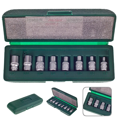 Набор торц головок внешний торкс HANS 1/4", Е4-Е12, 8 предметов (26410-8) - изображение 5