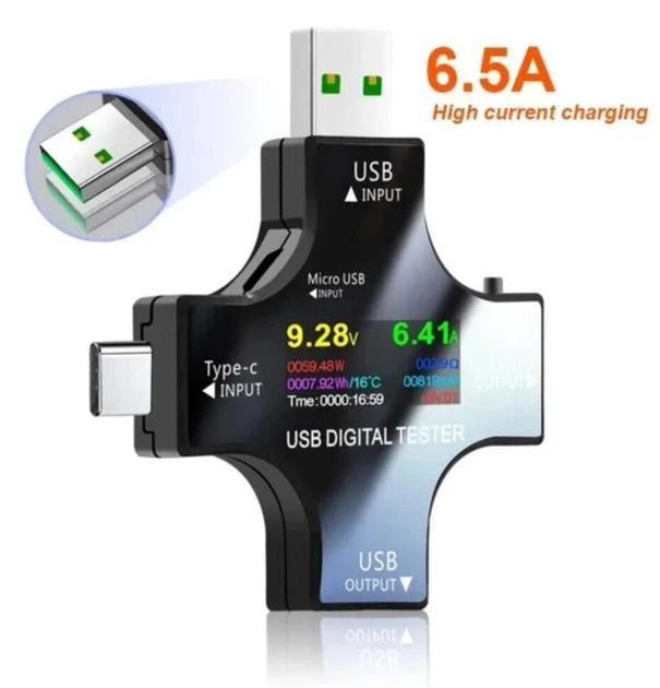 Багатофункціональний USB тестер J7-c Type-C USB QC3.0 / 3.6-32V / 8A. Цифровий ватметр, вольтметр, амперметр постійного струму, напруги для зарядок, павербанків, акб, кабелів - Фото 3 Багатофункціональний USB тестер J7-c Type-C USB QC3.0 / 3.6-32V / 8A. Цифровий ватметр, вольтметр, амперметр постійного струму, напруги для зарядок, павербанків, акб, кабелів - зображення 3