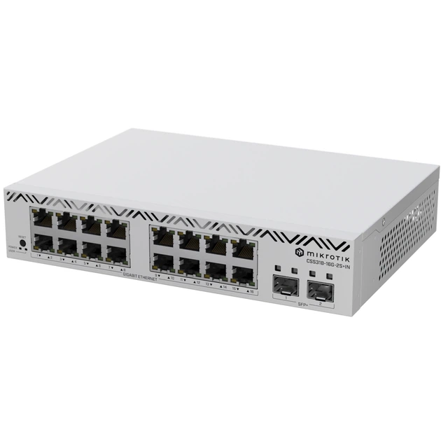 Комутатор Mikrotik CSS318-16G-2S+IN 16x портів Gigabit Ethernet 2x порти 10G SFP+ 16 MB FLASH SwO Grey (CSS318-16G-2S+IN) - зображення 2