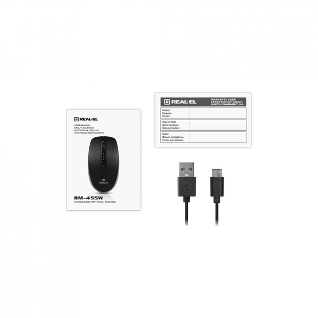 Мышка REAL-EL RM-455W Wireless/Bluetooth Black/Gray (EL123200047) - Фото 11 Мышка REAL-EL RM-455W Wireless/Bluetooth Black/Gray (EL123200047) - изображение 11