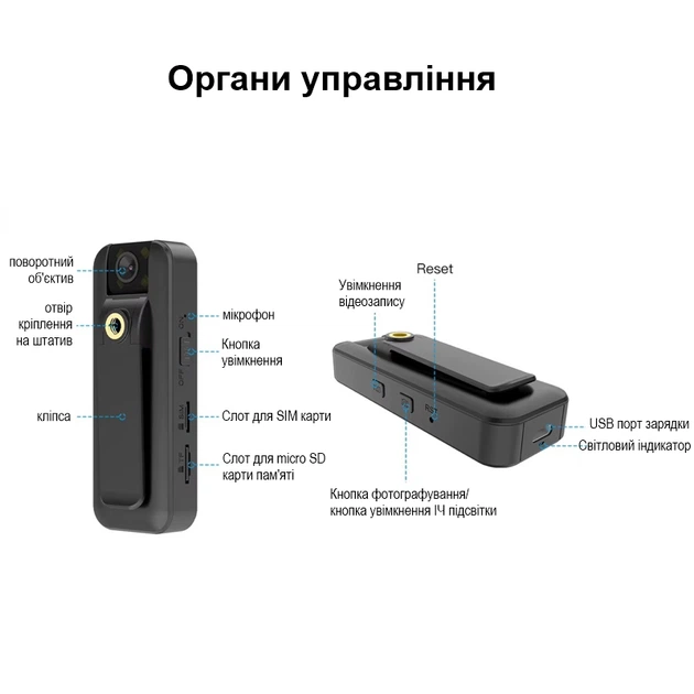 4G боді камера - портативний відеореєстратор під СІМ карту Vstarcam CB77-4G, запис у хмару (101131) - зображення 6