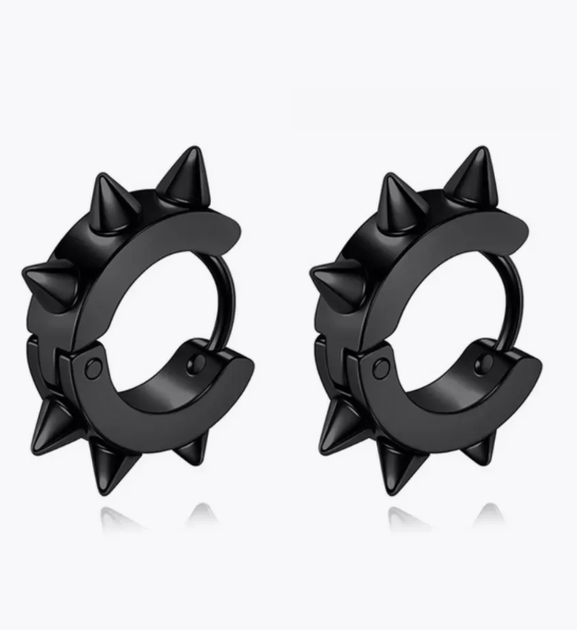 Сережки конго Fashion Jewerly серьги с шипами мальнькие моносерьга черные, 2 шт (SVS) - изображение 3