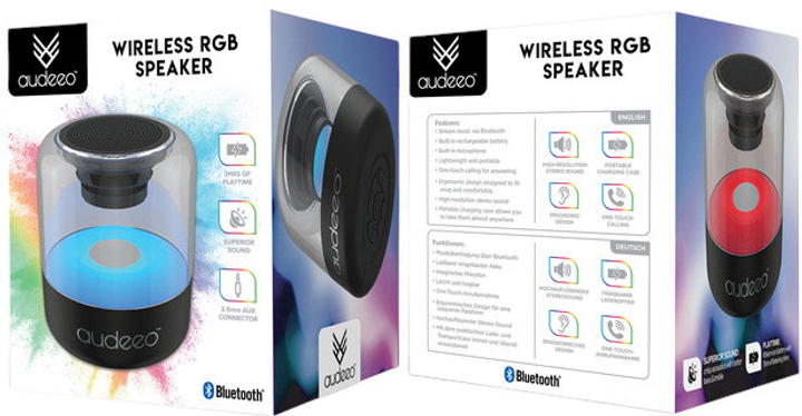 Głośnik przenośny Audeeo Wireless RGB Black (AO-SPK1) - obraz 6