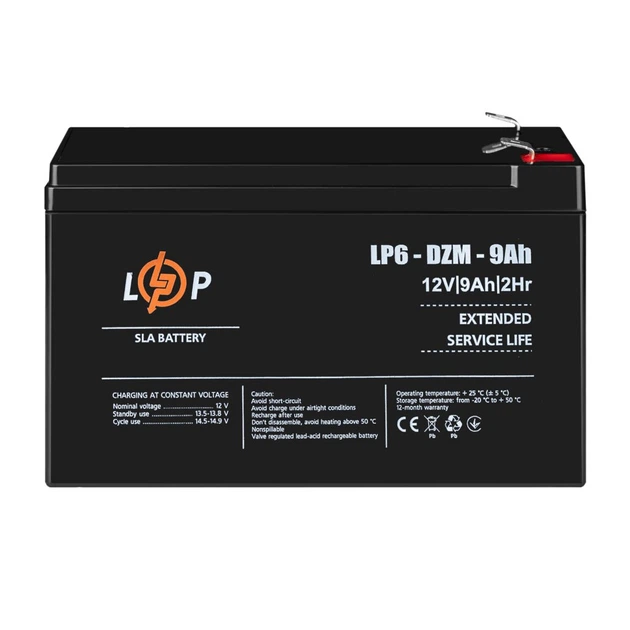 Акумулятор тяговий свинцево-кислотний AGM для ДБЖ LogicPower LP 6-DZM-9 Ah 12В 400 циклів (LP12654) - зображення 2