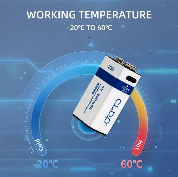 Батарейки КРОНА аккумуляторные с разъемом USB Type-C от CLDP на 9V/350mАh - 2 ШТ - изображение 6