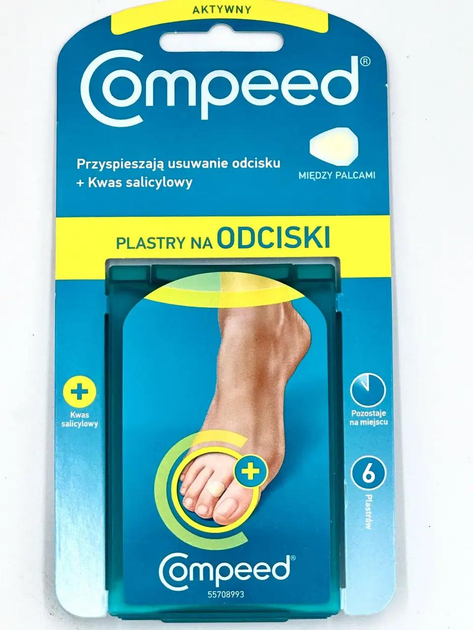 Compeed пластырь для ускорения удаления мозолей между пальцами, 6шт. - изображение 1