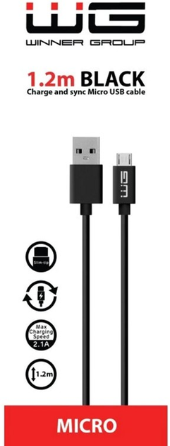 Kabel Winner Group USB-A - Micro USB 1.2 m Black (8591194043871) - obraz 2