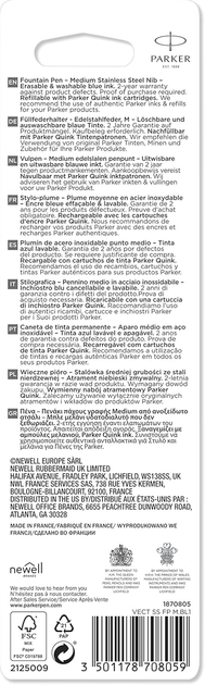 Pióro wieczne Parker Vector z chromowanymi elementami i niebieskim atramentem S0881041 16 cm Czarny (3501179801902) - obraz 5