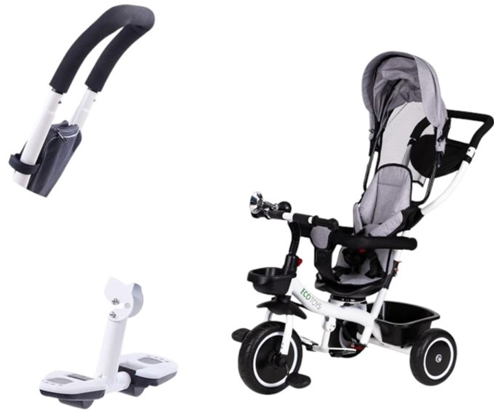 Триколісний велосипед EcoToys прогулянковий візок YM-BT-2 Gray (5903089068105) - зображення 5