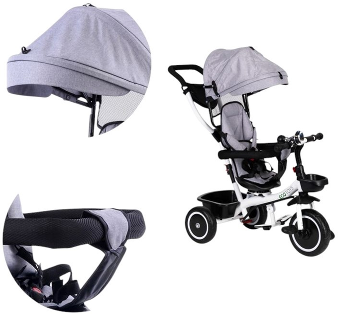 Триколісний велосипед EcoToys прогулянковий візок YM-BT-2 Gray (5903089068105) - зображення 6