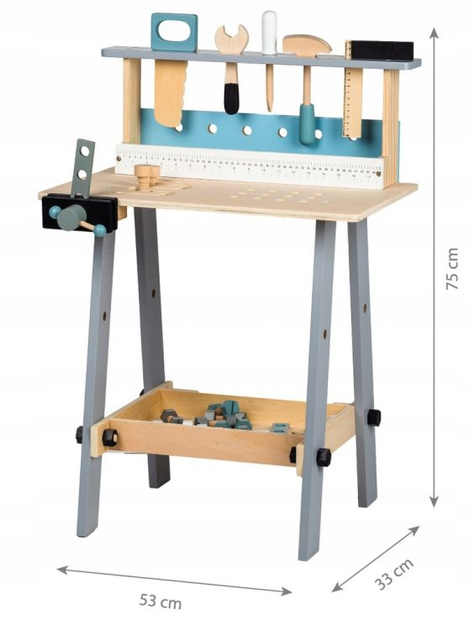 Zestaw do gry EcoToys Stół narzędziowy drewniany 32 elementy 1172 (5903089063094) - obraz 6