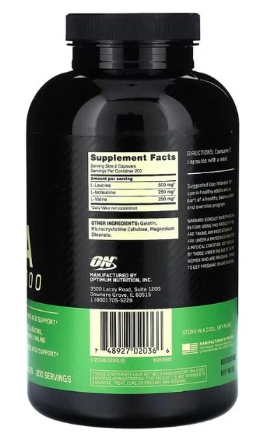 Аминокислота Optimum Nutrition BCAA 1000 caps 400 капсул - изображение 2