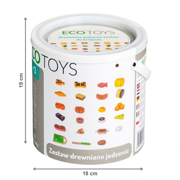 Набір для гри EcoToys Дерев'яна їжа для нарізання 23 штуки TL87115 (5903089065593) - зображення 6