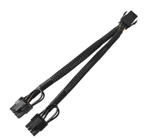 Кабель переходник в оплетке 18 AWG 20 см GPU 6 pin -> 2х GPU PCI-E (6+2) VGA на видеокарту Черный - Фото 7 Кабель переходник в оплетке 18 AWG 20 см GPU 6 pin -> 2х GPU PCI-E (6+2) VGA на видеокарту Черный - изображение 7