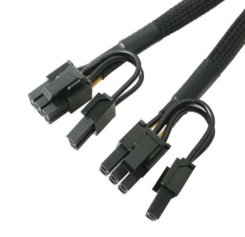Кабель переходник в оплетке 18 AWG 20 см GPU 6 pin -> 2х GPU PCI-E (6+2) VGA на видеокарту Черный - Фото 8 Кабель переходник в оплетке 18 AWG 20 см GPU 6 pin -> 2х GPU PCI-E (6+2) VGA на видеокарту Черный - изображение 8