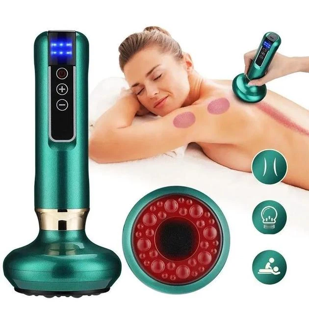 Антицеллюлитный массажер вакуумный для тела Cupping Massager для коррекции фигуры эффект лимфодренажного, Гуаша, баночного массажа Зеленый + масло в подарок - изображение 8