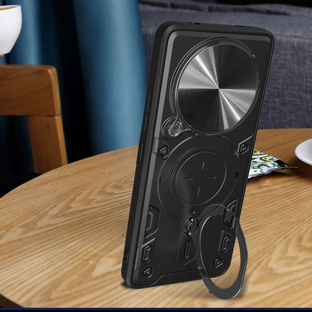 Ударопрочный чехол Bracket case with Magnetic для Xiaomi Redmi 14C / Poco C75 Black Без бренда - изображение 6