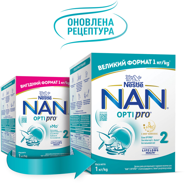 Дитяча суміш молочна суха NAN 2 Optipro з 5 олігосахаридами та L. Reuteri для дітей від 6 місяців 1 кг (8445291444300) - изображение 2