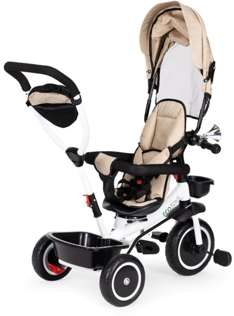 Rowerek trójkołowy EcoToys spacerówka wózek YM-BT-2 Beige (5903769975549) - obraz 4
