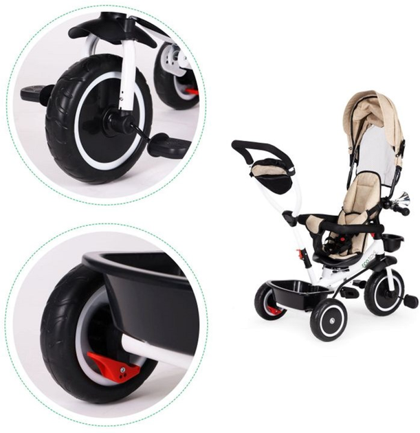 Rowerek trójkołowy EcoToys spacerówka wózek YM-BT-2 Beige (5903769975549) - obraz 6