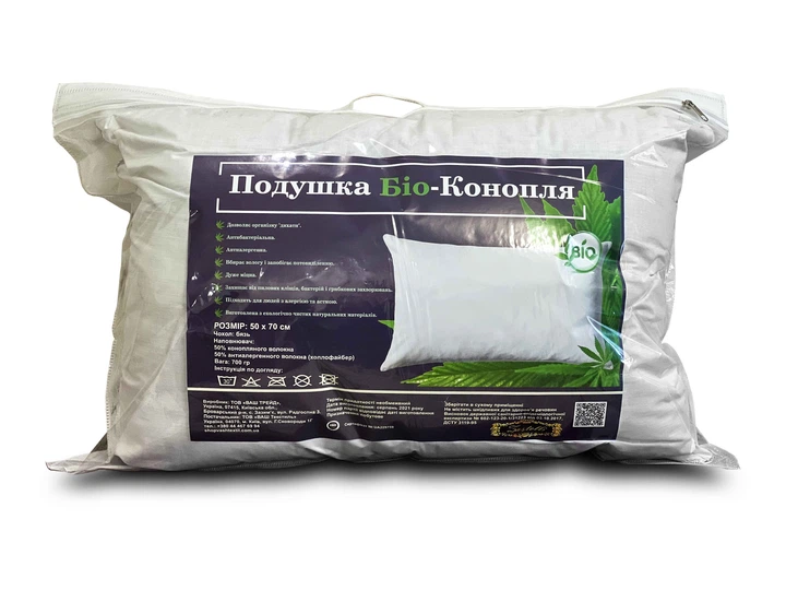 Подушка Zastelli Био-Конопля Антиаллергенное волокно Белая 50х70 см (2500000993817) - Фото 6 Подушка Zastelli Био-Конопля Антиаллергенное волокно Белая 50х70 см (2500000993817) - изображение 6