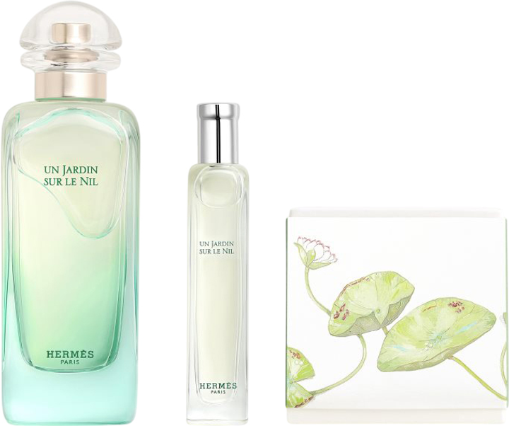 Набір унісекс Hermes Un Jardin Sur Le Nil Туалетна вода 100 мл + Туалетна вода 15 мл + Мило 50 г (3346130438380) - зображення 3