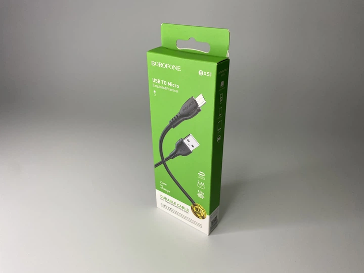 Кабель Borofone BX51 Triumph для Зарядки Телефону / Смартфона 2.4 А micro-USB 1 Метр Чорний - зображення 4