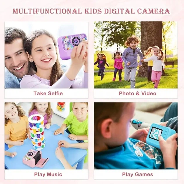 Детская фото-видео камера c моментальной печатью и вспышкой Polaroid Digital Mini 40Mp 2.4" IPS фиолетовый - изображение 2