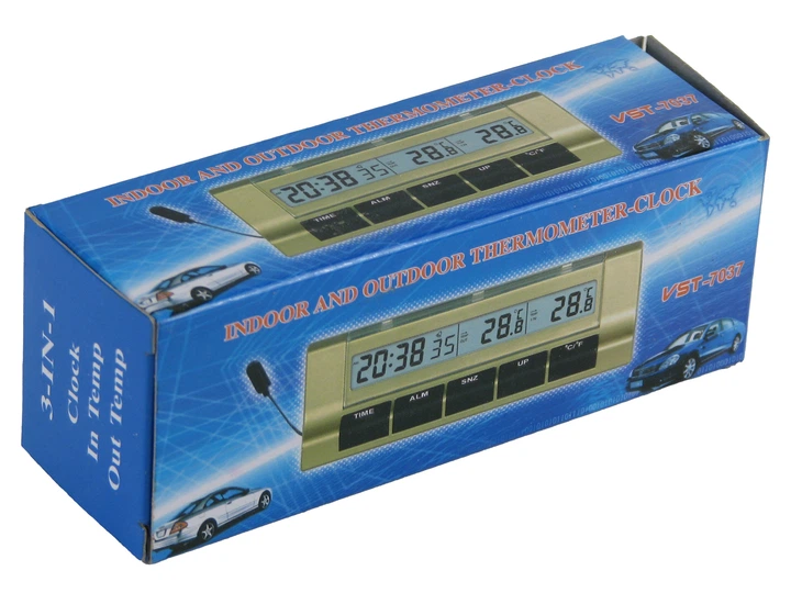 Автомобільний термометр з годинником VST-7037 - зображення 3