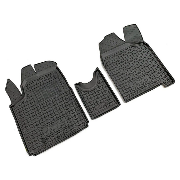 Set De Tapis Caoutchouc Sur Mesure Pour Citroën Jumpy / Peugeot Expert / Fiat Scudo 2007-2016 - 3 Pièces, Noir