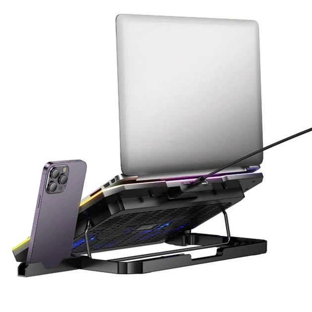 Подставка для ноутбука HOCO DH19 Cool RGB notebook cooling stand 17" Black - изображение 4