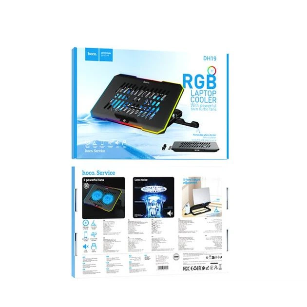 Подставка для ноутбука HOCO DH19 Cool RGB notebook cooling stand 17" Black - изображение 6