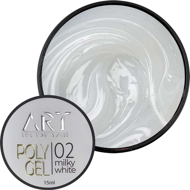 Полігель для нарощування нігтів ART POLYGEL №02 Milky White 15 мл - Фото 1 Полігель для нарощування нігтів ART POLYGEL №02 Milky White 15 мл - изображение 1