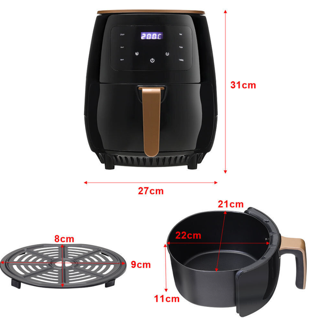 Мультипечь аэрофритюрница Cheffinger CF-AFRY 4.5 л 1400Вт Black - изображение 5