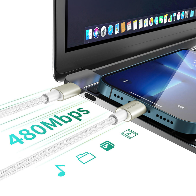 Кабель 4smarts Kabelset PremiumCord Digit Adapter USB-C - USB-C 60 W White (4252011907175) - зображення 6