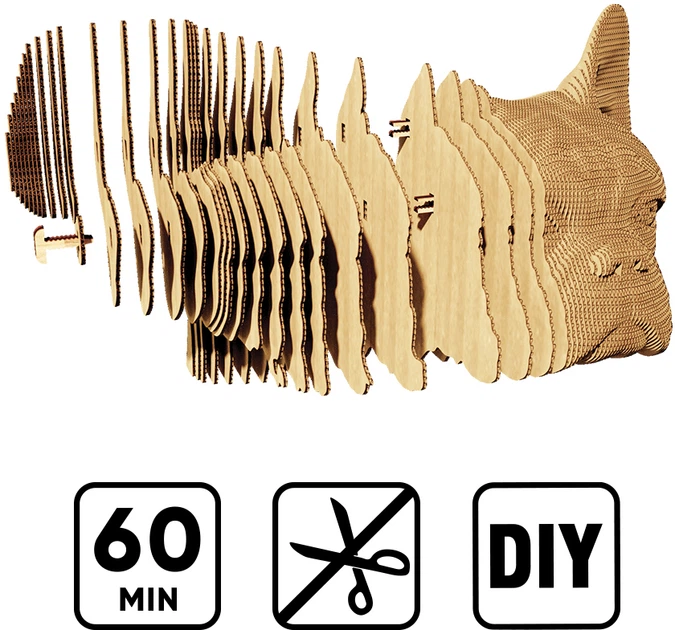 3D пазл-конструктор Cartonic 3D Puzzle Bulldog Бульдог Картонный (CARTMBDG) - изображение 8