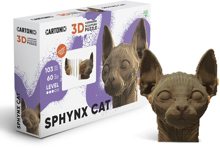 3D пазл-конструктор Cartonic 3D Puzzle Кот сфинкс Картонный (CARTSPHY) - Фото 10 3D пазл-конструктор Cartonic 3D Puzzle Кот сфинкс Картонный (CARTSPHY) - изображение 10