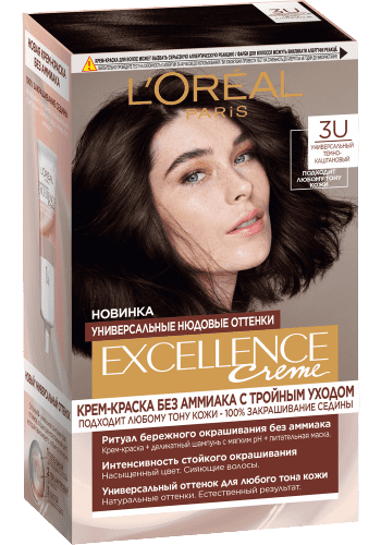Стійка крем-фарба для волосся L'Oreal Paris Excellence Crème Universal Nudes 3U Універсальний темно-каштановий 192 мл (3600523998678) - Фото 1 Стійка крем-фарба для волосся L'Oreal Paris Excellence Crème Universal Nudes 3U Універсальний темно-каштановий 192 мл (3600523998678) - изображение 1