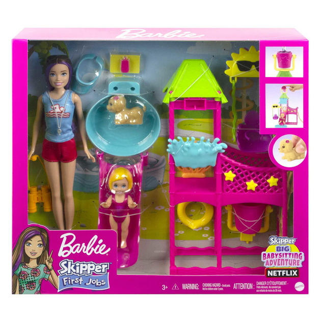 Zestaw do zabawy Mattel Barbie Park Wodny Pierwsza praca Skipper HKD80 WB3 (194735101665) - obraz 1