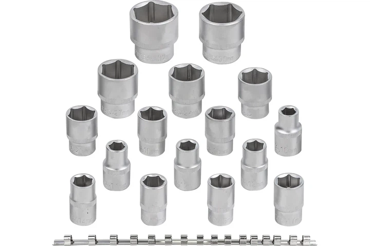 Набор головок 16 предметов 1/2" 6гр.(10-19,21,22,24,27,30,32мм), на планке Rock Force RF-4161-5 - Фото 1 Набор головок 16 предметов 1/2" 6гр.(10-19,21,22,24,27,30,32мм), на планке Rock Force RF-4161-5 - изображение 1