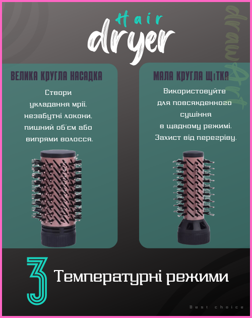 Фен-щетка для волос 2в1 VGR V-498 / Электрическая профессиональная расческа с горячим воздухом - изображение 2