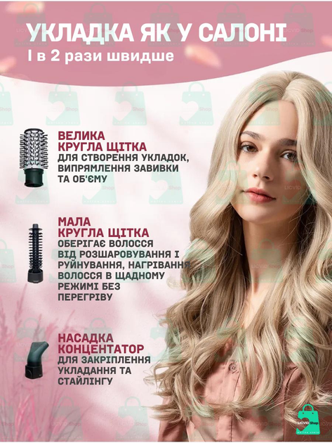 Вращающийся фен щетка расчёска браш 3в1 Gemei GM-4828 1000 Вт выпрямитель для укладки волос стайлер с функцией ионизации и керамическим покрытием красный (002473822) - изображение 5